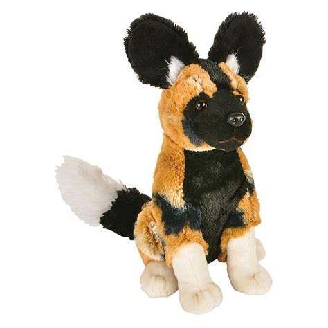 African Wild Dog Sitting Plush Toy Dog Stuffed Animal Plush Animals