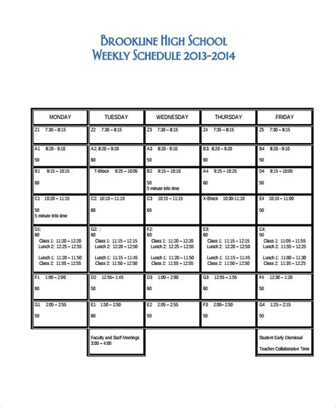 Free 11 Sample School Schedule Templates In Pdf Ms Word