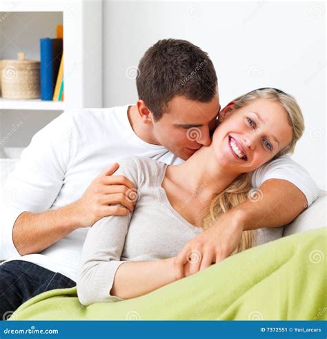 Stock Image Happy Intimate Young Couple Snuggling Image 7372551