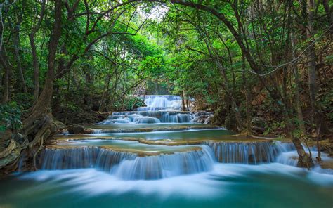 Top pc master race wallpaper images for pinterest desktop background. Green Nature River Cascade Waterfall Kanchanaburi Thailand ...