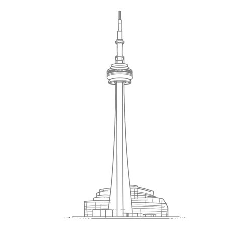The Cn Tower In Toronto Line Drawing Picture Outline Sketch Vector Cn