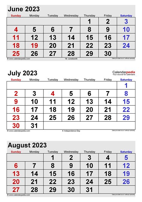 June July And August 2023 Printable Calendar Pelajaran
