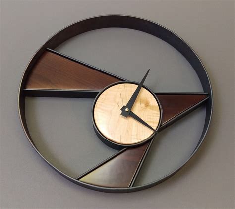 Maple And Steel Modern Round Wall Clock Dpcustoms