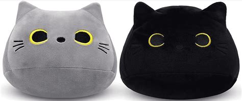Suwjelany 2pcs Black Cat Plush Toy Gray Cat Stuffed Animals 8 Cute