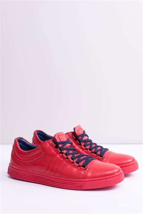 Mens Leather Tennis Shoes Red Elon Cheap And Fashionable Shoes At