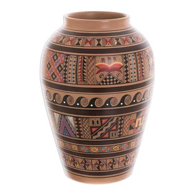 Cuzco Ceramic Decorative Vase Handmade In Peru Inca Spirit Novica