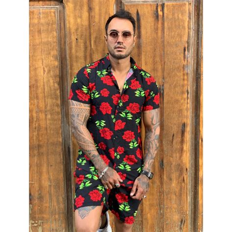conjunto masculino floral | Shopee Brasil