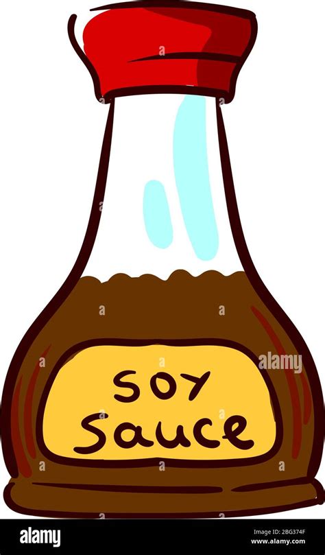 Soy Sauce In Bottle Illustration Vector On White Background Stock