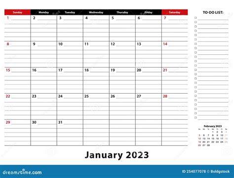 January 2023 Monthly Desk Pad Calendar Week Starts From Sunday Size A3