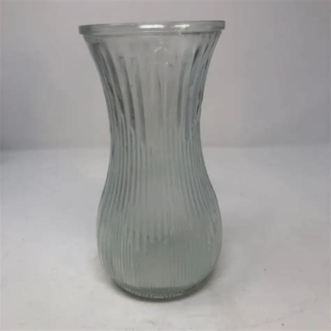 VINTAGE LARGE HOOSIER Clear Fluted Glass Vase 4086 B On Bottom 8 1 2