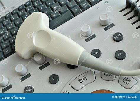 Modern Convex Abdominal Ultrasound Probe Placed On Usg Control Panel Royalty Free Stock