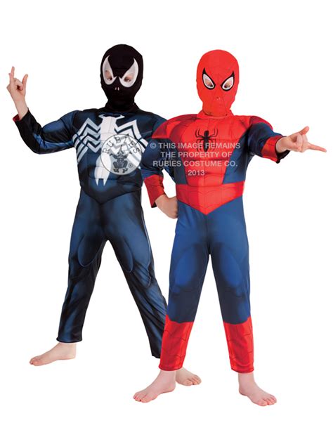 Child Spiderman Venom Reversible Muscle Chest Costume Superheroes