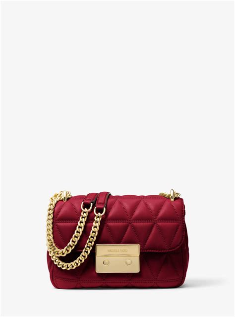 Michael Kors Sloan Small Quilted Leather Crossbody Bag in Maroon (Red ...