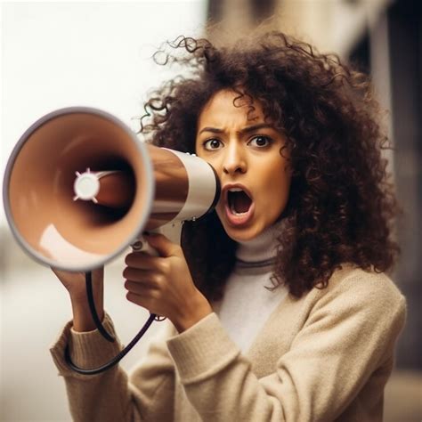 Premium Ai Image A Woman With A Megaphone In Her Hand Is Shouting