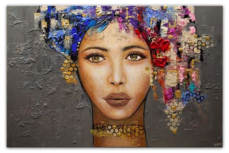 Big Modern Textured Woman Portrait Abstract Painting Abstract Portrait