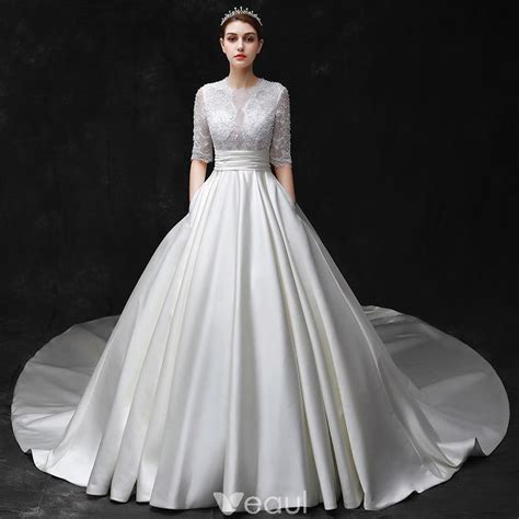 Tolle designs kurze & lange brautkleider ratenkauf möglich & kauf auf rechnung! Schlicht Ivory / Creme Brautkleider 2017 ...