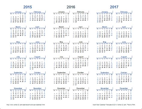 Multi Year Calendars 2 And 3 Year Calendar Templates