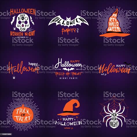 Happy Halloween Overlays Lettering Labels Design Collection Holiday