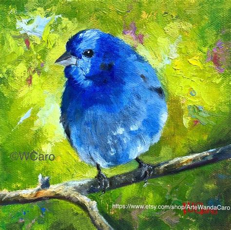 Indigo Bunting 1 Songbird Original Songbird Oil Painting On Etsy In