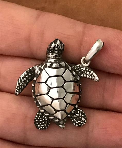 Turtle Pendant 3D Turtle Pendant 925 Sterling Silver Turtle Etsy