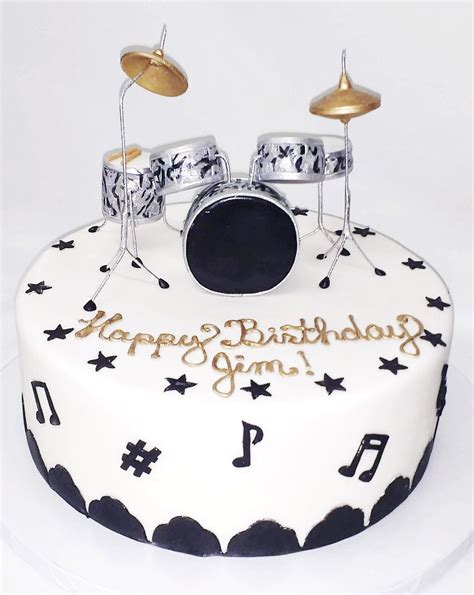 Birthday Cake With Drum Kit Music Birthday Cakes Music Cakes Drum