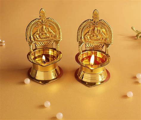 Buy Purti Impex Set Of 2 Kamakshi Devi Brass Oil Deepamdiya For Pooja