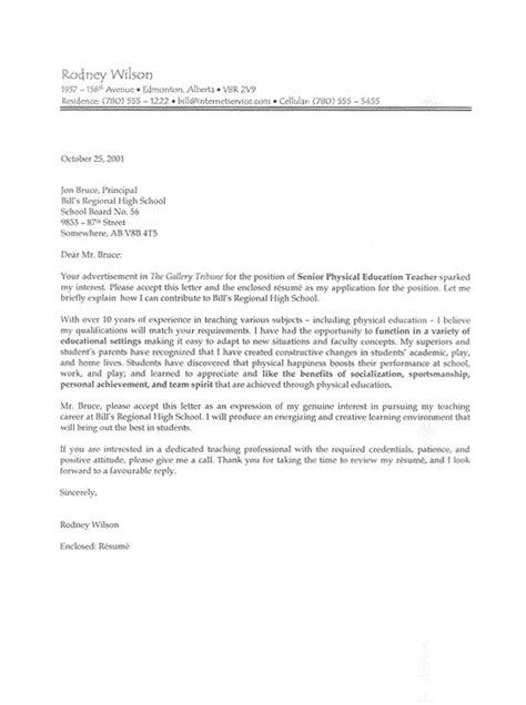 A letter of application is really important when you are about to apply for a job vacancy or an internship. Physical Education Teacher's Cover Letter Example | Sample ...