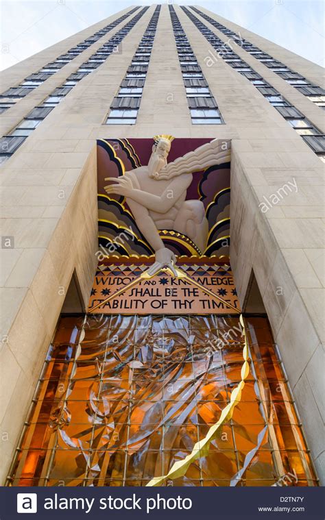 Ge Building Entrance Detail Rockefeller Center Manhattan