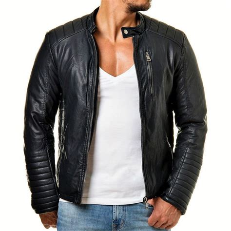 Decimal Mens Black Real Lambskin Leather Biker Jacket Vintage Genuine