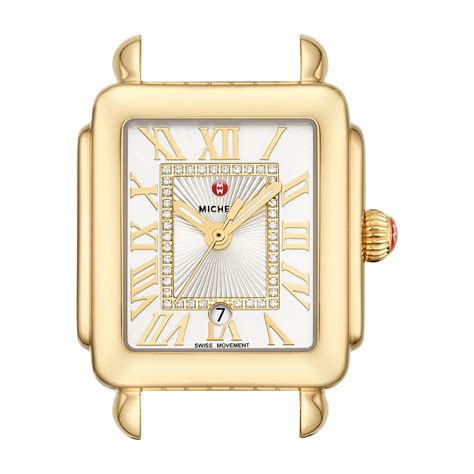 Michele Deco Madison Mid Diamond Dial Watch In Yellow Gold