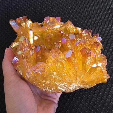 1840g Light Orange Aura Quartz Crystal Titanium Bismuth Silicon Cluster