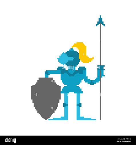 Knight Pixel Art Armor Warrior 8 Bit Vector Illustration Stock Vector