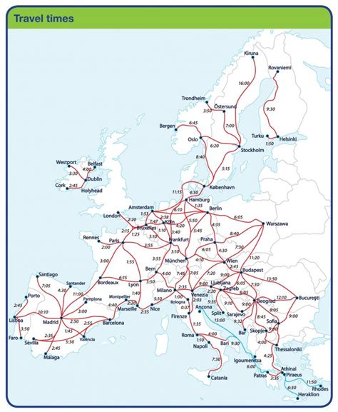 European Railway Map Eurail Map Europe Train Travel Europe Map