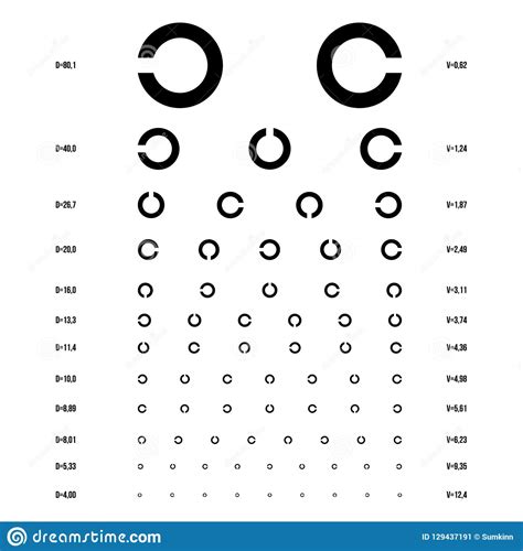 Vector Eye Test Chart Stock Vector Illustration Of Symbol 129437191