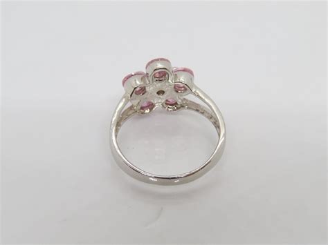 Vintage Sterling Silver Pink Sapphire Floral Ring Size Etsy