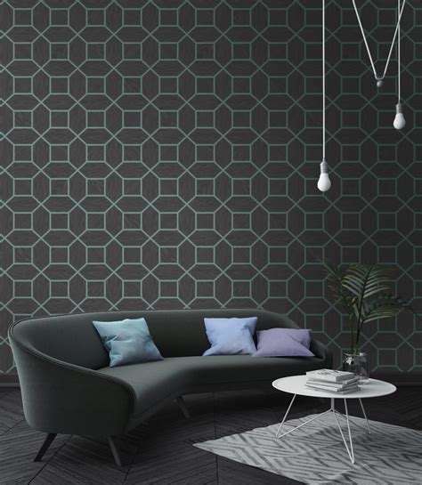 Made some geometric wood rings. Modern Geometric Wood Inlay wallpaper from Wallquest's ...