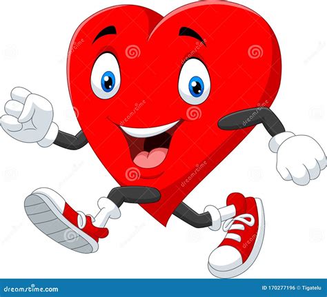 Cartoon Heart Running To Keep Healthy Stock Vector Illustration Of