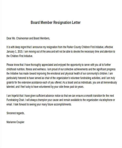 Letter Of Resignation From Hoa Board