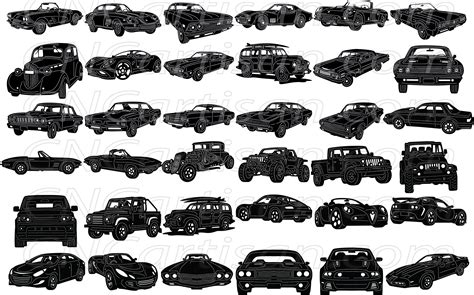Cars Silhouette Designs Dxf Files Package Contains A Variety Of 36 Cars