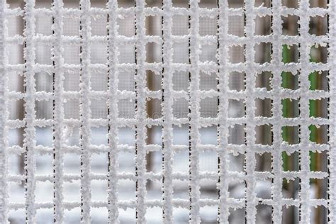 Metallic Wire Fence Completely Covered With Frost Stock Image Image