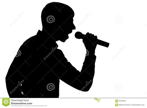 Silhueta De Um Homem Que Grita Em Um Microfone Imagem De Stock Imagem