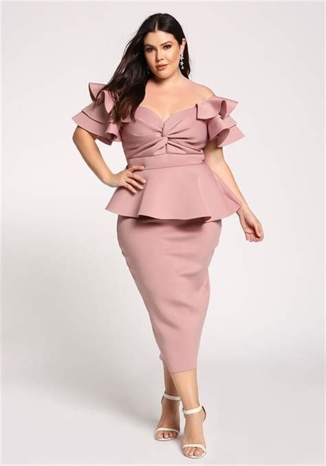 Plus Size Tiered Sleeve Twisted Peplum Midi Dress Plus Size Dresses