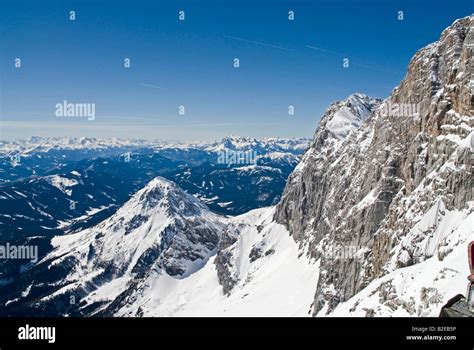 Panoramic View Of Mountain Ranges Dachstein Mountains Ramsau Am