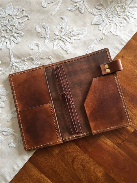 Leather Travelers Notebook With Pockets Travelers Journal Etsy