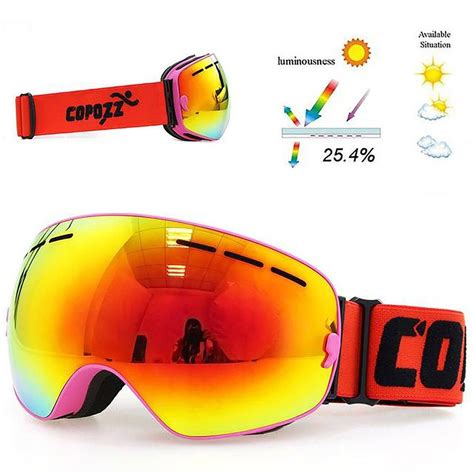 Ski Goggles Double Layers Uv400 Anti Fog Big Mask Glasses Skiing Men Women Snow Snowboard Frame
