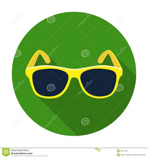 Yellow Trendy Sunglasses Icon In Flat Style Isolated On White Background Stock Vector