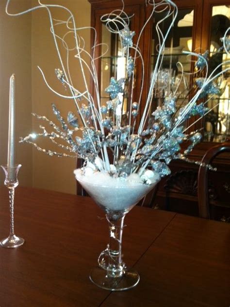Martini Glass Centerpiece Glass Crafts Diy Glass Centerpieces