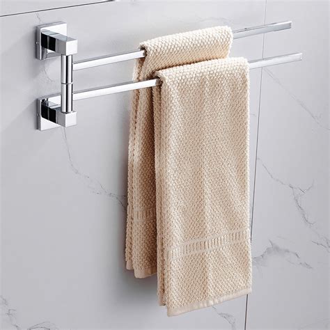 willstar swivel towel rail 2 tier stainless steel bathroom towel bars holder wall mount swing