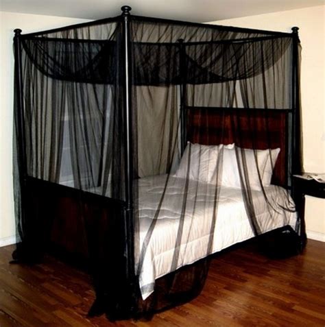 Black Canopy Bed Curtains For Cozy Sleeping Place