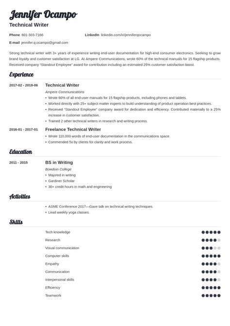 Technical Writer Resume Example And Guide 20 Tips